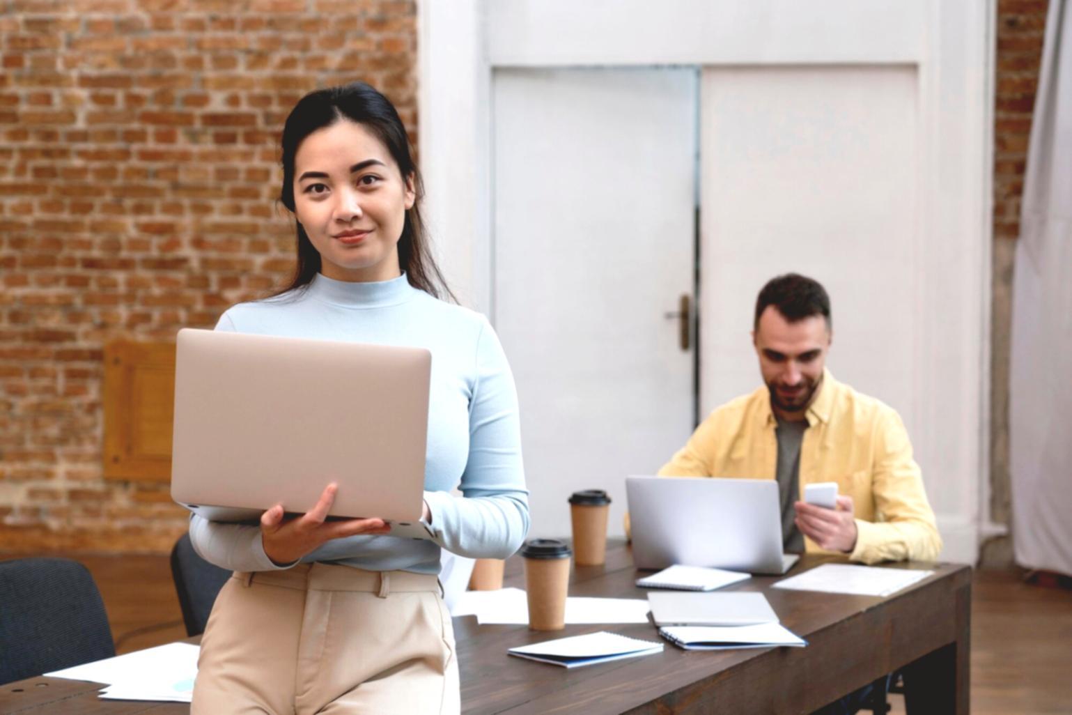 Professional reviewing financial documents with confidence